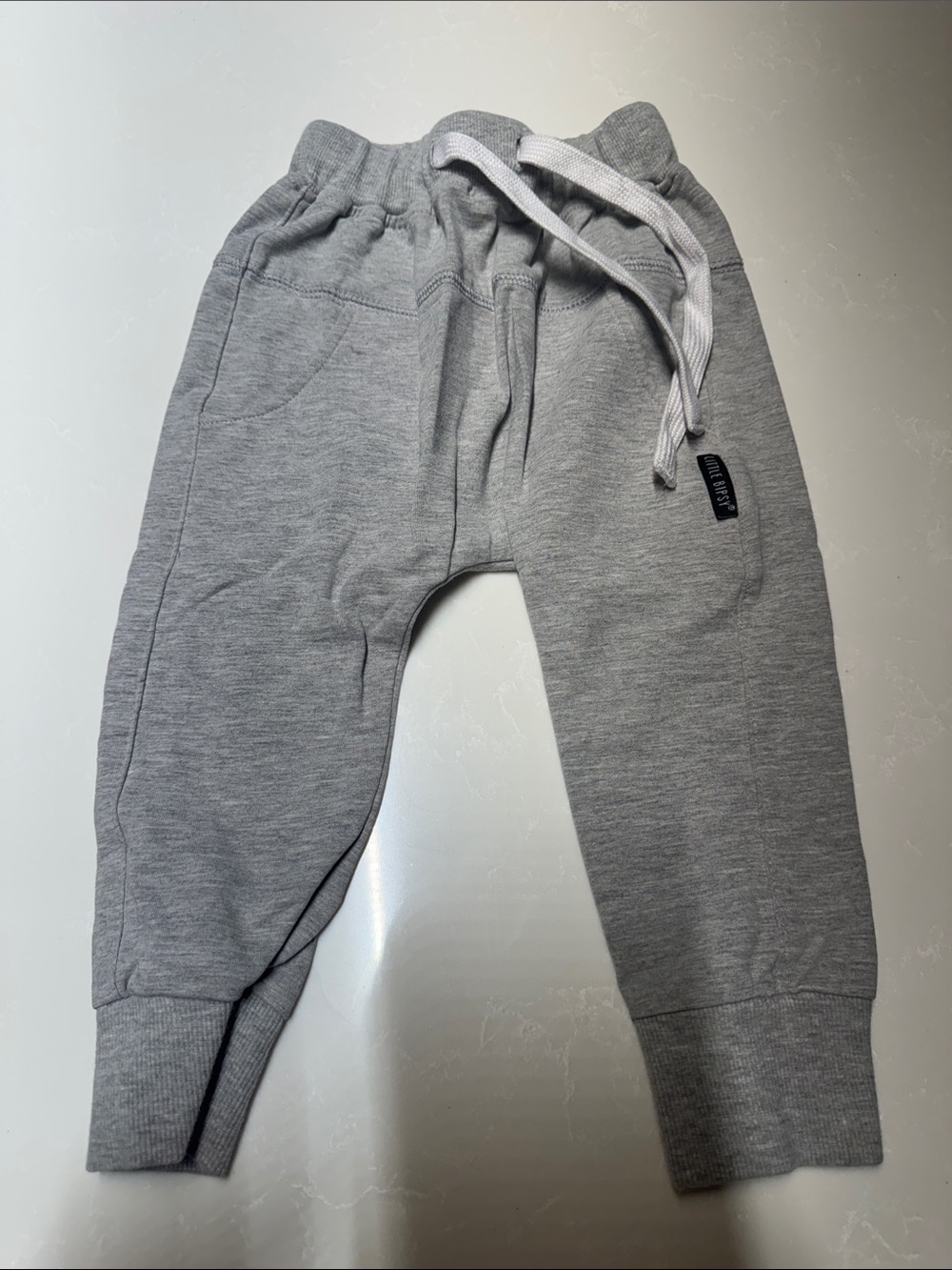 Little Bipsy Light Gray Jogger Sweatpants with Drawstring